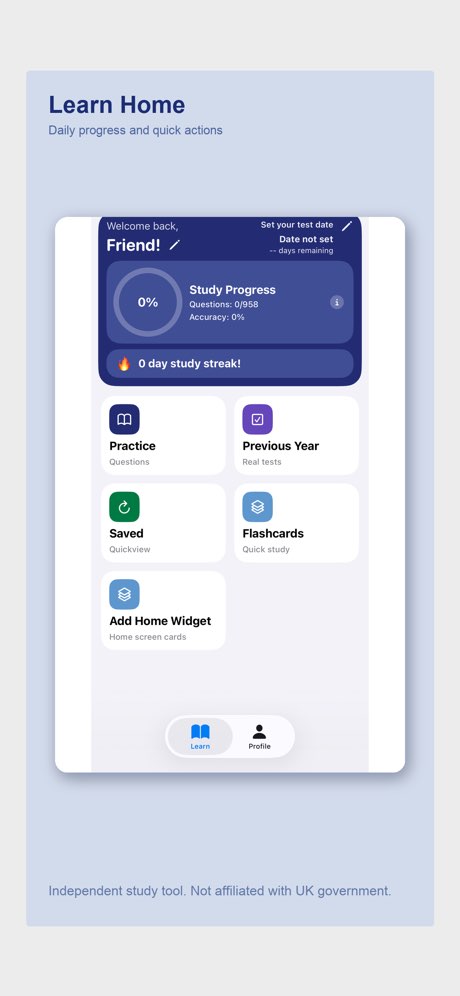 Life in UK Prep app home screen
